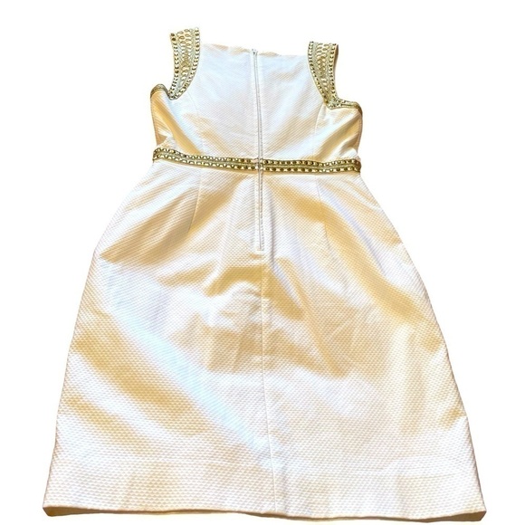 Lilly Pulitzer Dana Stretch White Shift Dress, Size2 Embroidery/Sequins - Picture 4 of 13